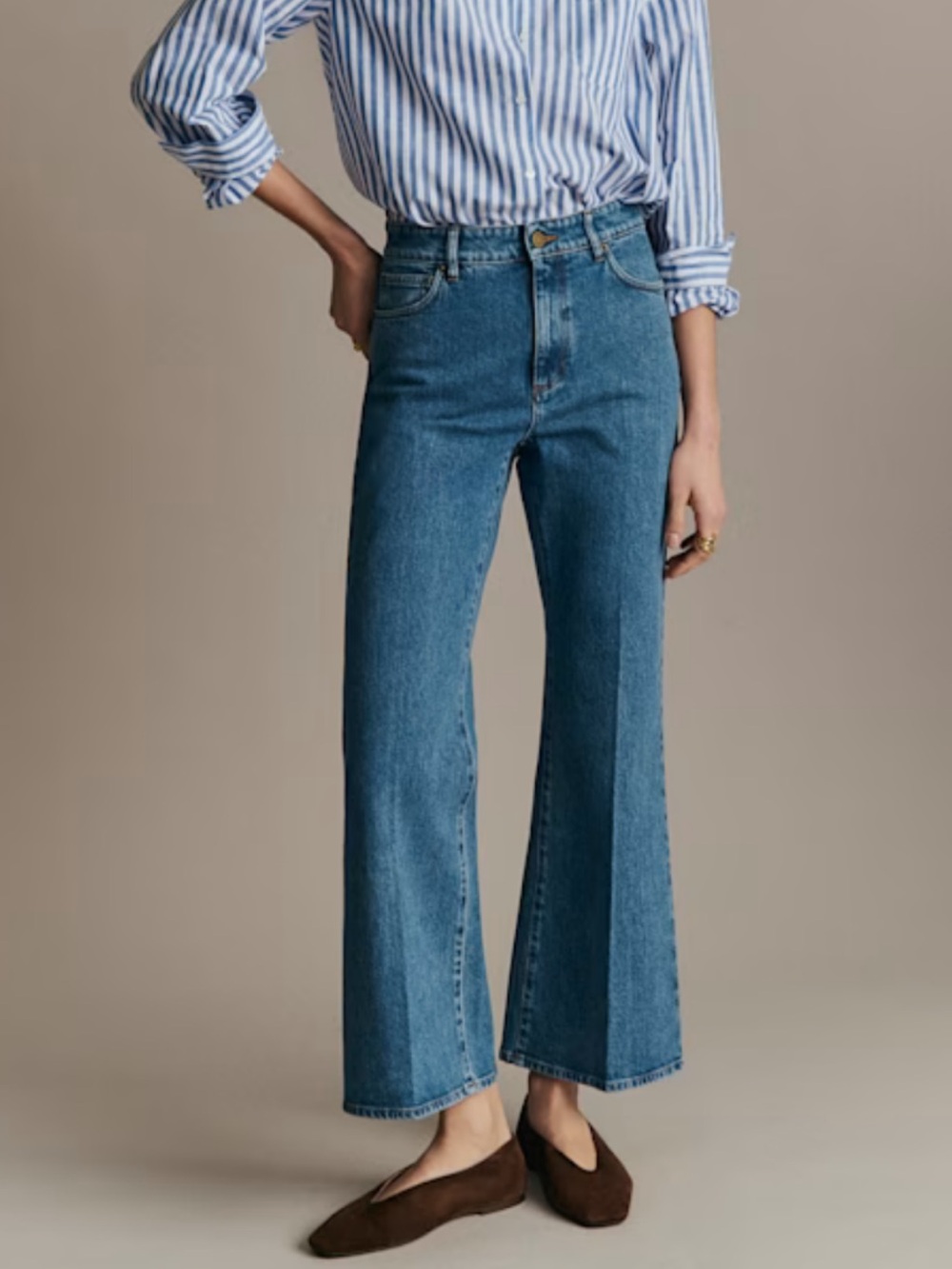Sezane Le Flare Jeans in Denim Blue